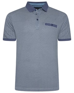 KAM Geo Print Polo Shirt Vintage Indigo